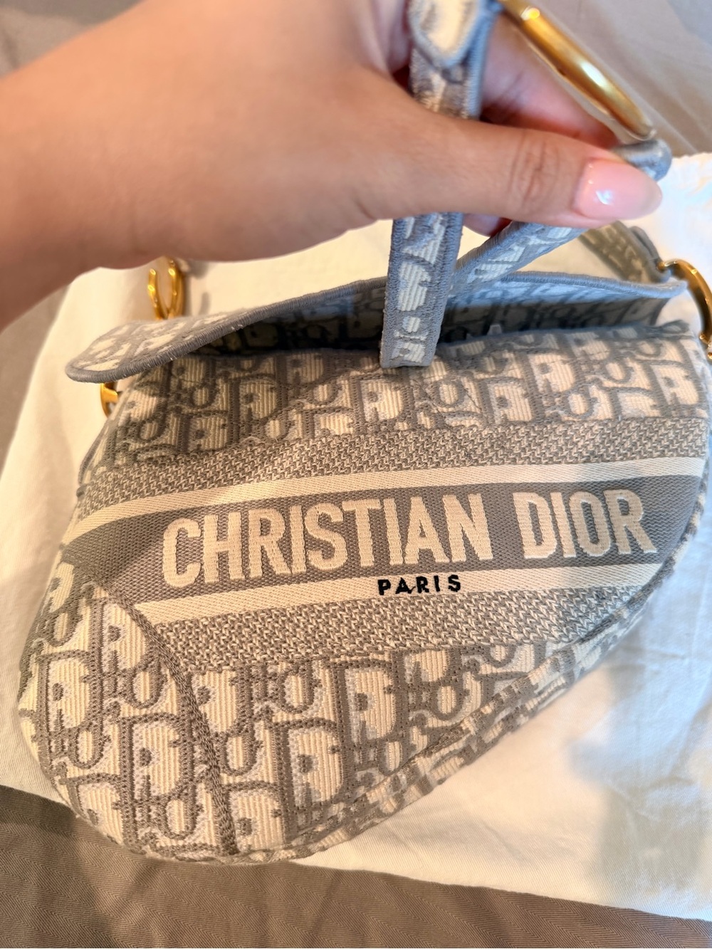 Dior oblique gray Jacquard Saddle medium - Picture 2 of 15